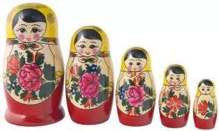 Traditionel Babushka dukke, sæt med fem dukker - 